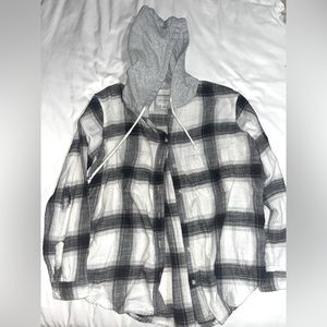 American Eagle Distressed Flannel W/ Hood